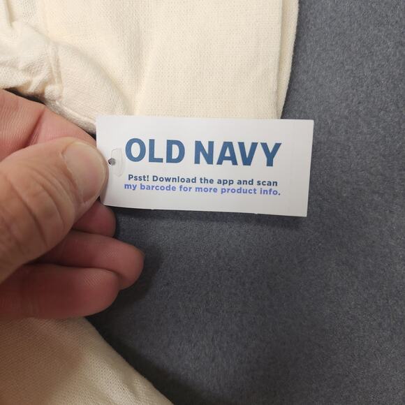 Old Navy Shirt Dress XXL Tall Cream Linen Blend Short Sleeve Button Front Pocket - Picture 4 of 10